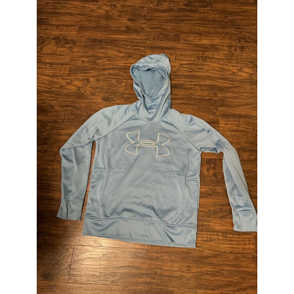 Under Armour Sweatshirt Womens Medium Baby Blue Hoodie Cold Gear Loose Outdoor